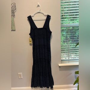 Reba Women’s Plus Navy Blue Winter Jewels Velvet Sleevesless Dress Size XXL $138